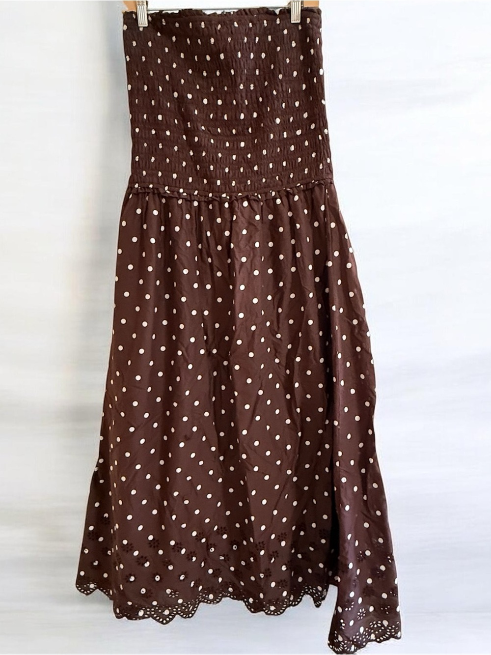 Polka Dot Brown Straples midi Dress